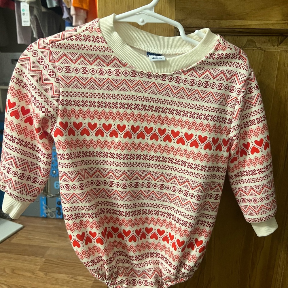 Old Navy Red and White Patterned Kids Bodysuit